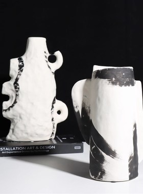 新中式创意白色斑点陶瓷摆饰样板间样品屋展示中心酒店玄关客厅隔