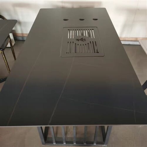 岩板大理石泡茶功夫茶几台面w定制圆餐桌家用转盘电视柜黑桌面户