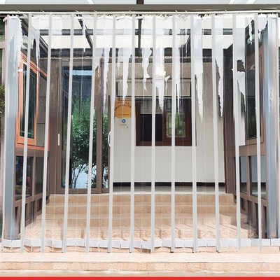 K厨房防风挡风空调门帘防走冷透明折叠门帘商用饭店轨道胶帘自吸