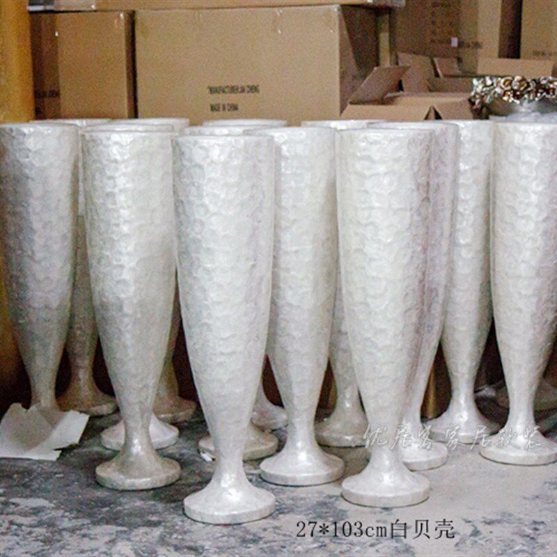 简约现代月光杯酒杯形玻璃落地大花瓶时尚家居客厅插花Z高脚细腰