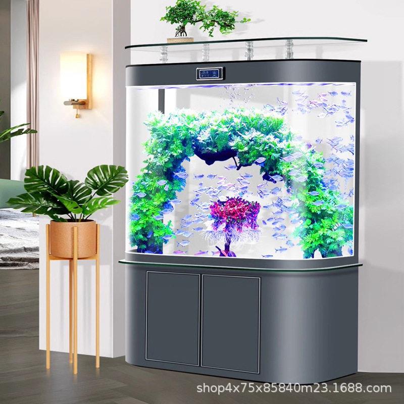 轻奢自动过滤循环水族箱客厅家用底滤鱼缸中大型免换水玻璃金鱼缸