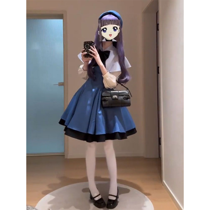 披肩+收腰显瘦连衣裙两件套女