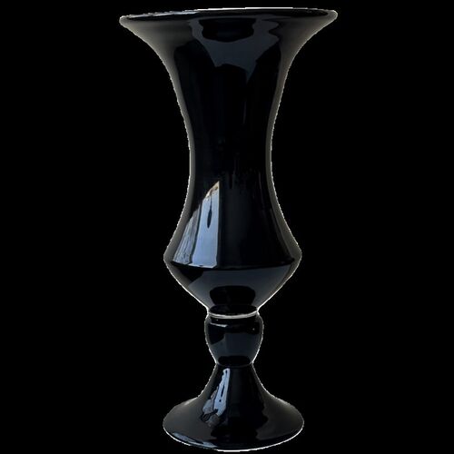 法式中古黑e色手工琉璃高脚花瓶风灯花器复古风高级感插花装饰摆