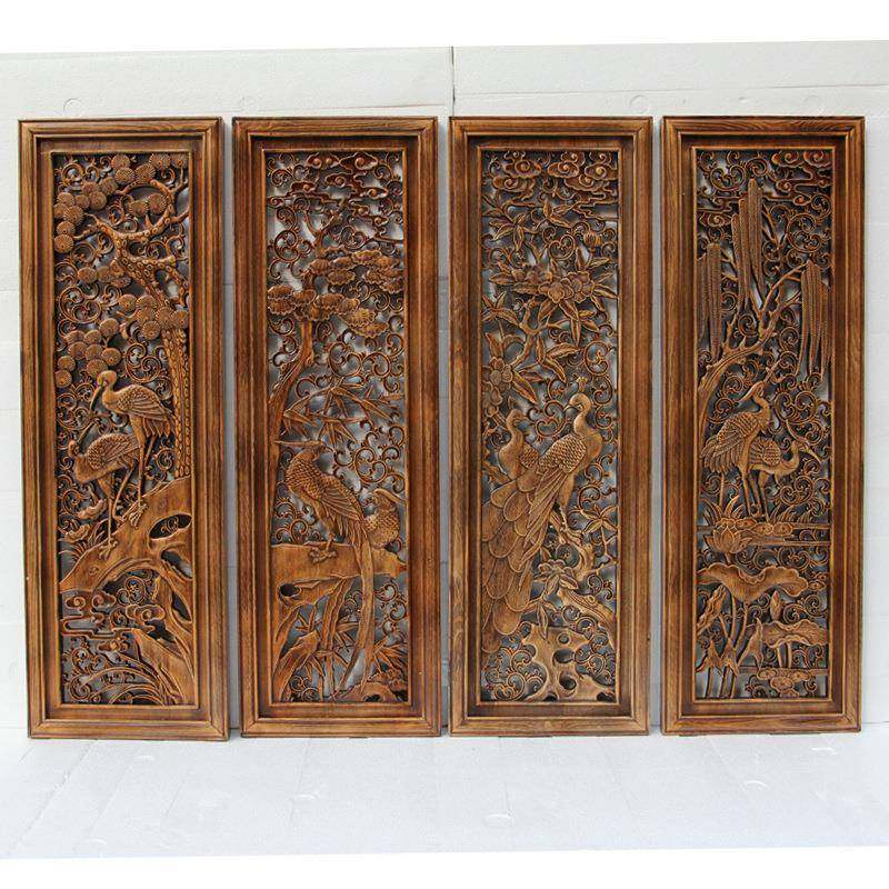 5ZW东阳木雕挂件客厅背景沙发壁挂实木香樟工艺品梅兰竹菊条屏装,特色手工艺,其他特色工艺品,淘宝优惠券,粉丝福利购,淘宝优惠卷