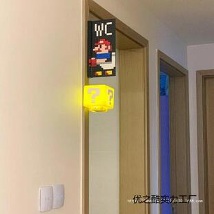 玛丽马里奥问号灯装饰摆件客厅房间布置