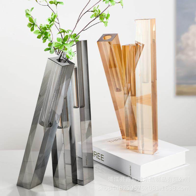 现代创意三孔长条水晶花器样板房售楼部ktv民宿卧室书房工艺品,金属材料及制品,金属加工件/五金加工件,淘宝优惠券,粉丝福利购,淘宝优惠卷