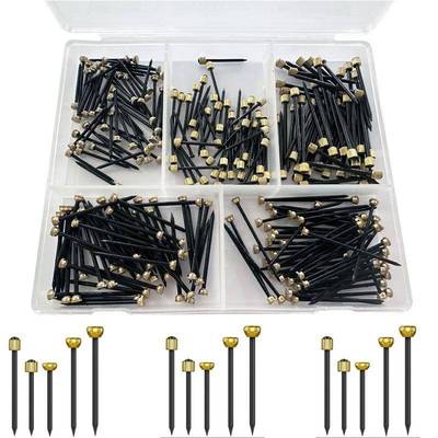 250pcs黑色铜头钉五规格盒装穿心相框铜头钉圆头钉黑色木墙钉子