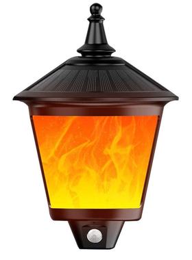 壁挂太阳能灯感应火焰灯66LED路灯庭院装饰景观灯安全照明灯