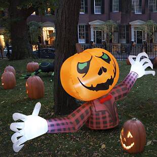 外贸亡灵节长万圣节充气南瓜鬼户外装饰杰克灯带LED灯庭院