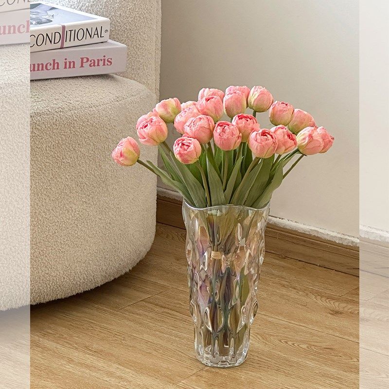 烤边重瓣郁金香仿l真花客厅装饰摆件装饰花卉仿真花绢花塑料花,家居饰品,仿真花/假花,淘宝优惠券,粉丝福利购,淘宝优惠卷