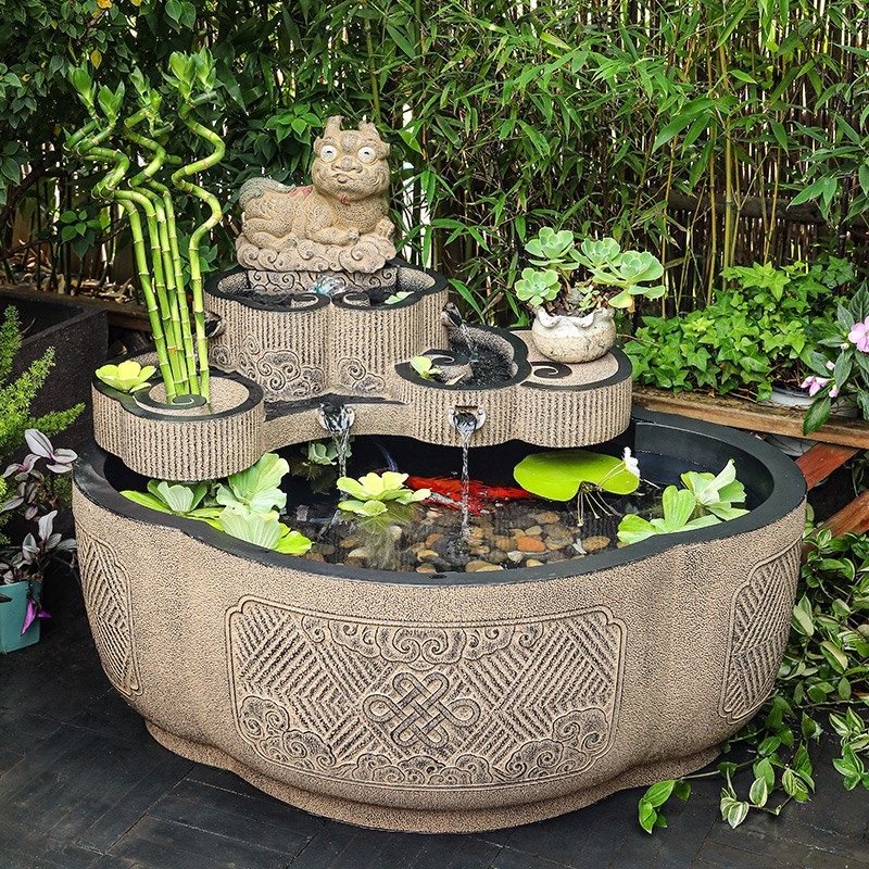 户外大型鱼池流水摆件新中式庭院花园圆形循环水喷泉水景造景布置,家居饰品,流水摆件,淘宝优惠券,粉丝福利购,淘宝优惠卷