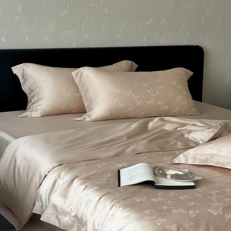 轻奢蝴蝶提花夏季莱赛尔天丝四件套丝滑凉感裸睡被套床品少女心