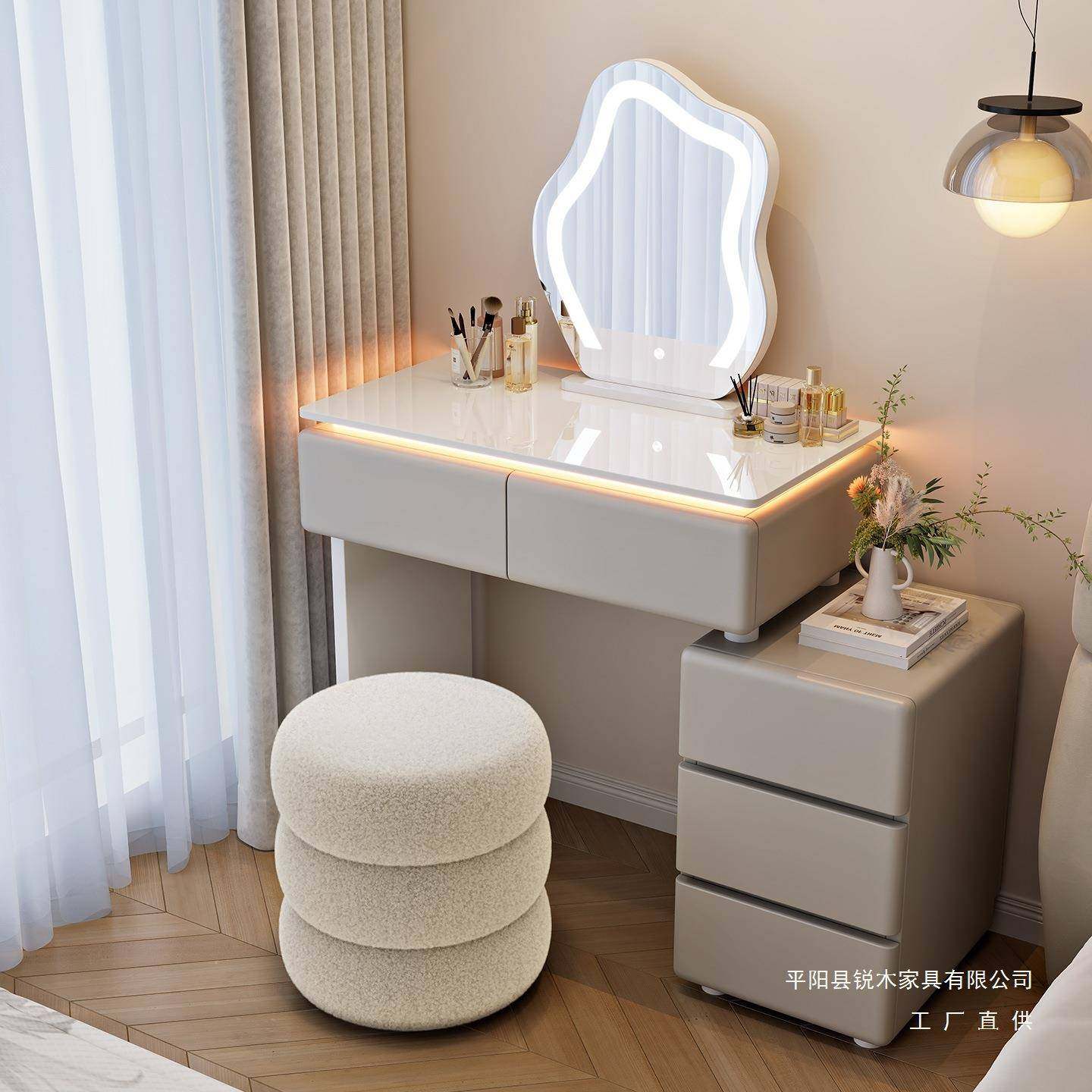 带灯实木梳妆台卧室现代简约小型奶油风化妆桌床头收纳柜一体白色,鲜花速递/花卉仿真/绿植园艺,割草机/草坪机,淘宝优惠券,粉丝福利购,淘宝优惠卷