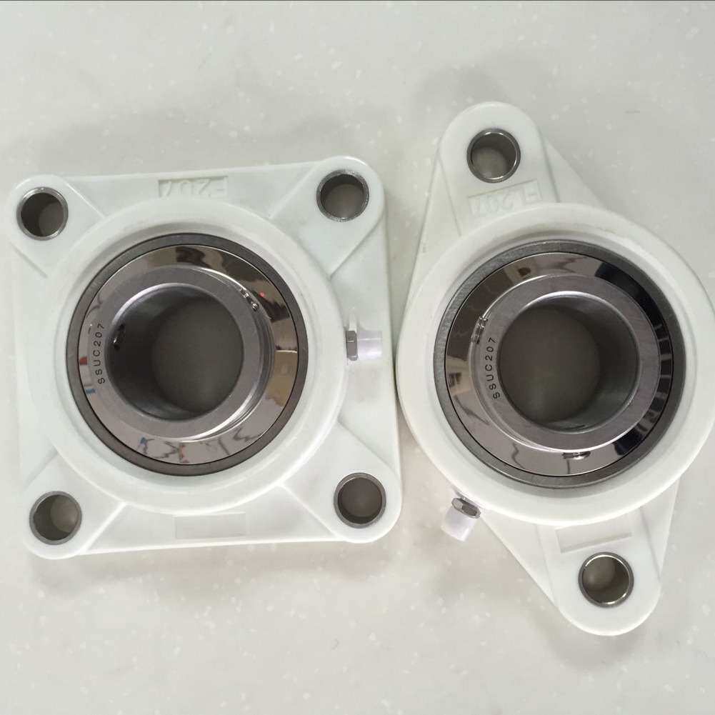 白色塑料轴承座P205F205FL205塑料带座轴承座不锈钢带底座耐腐