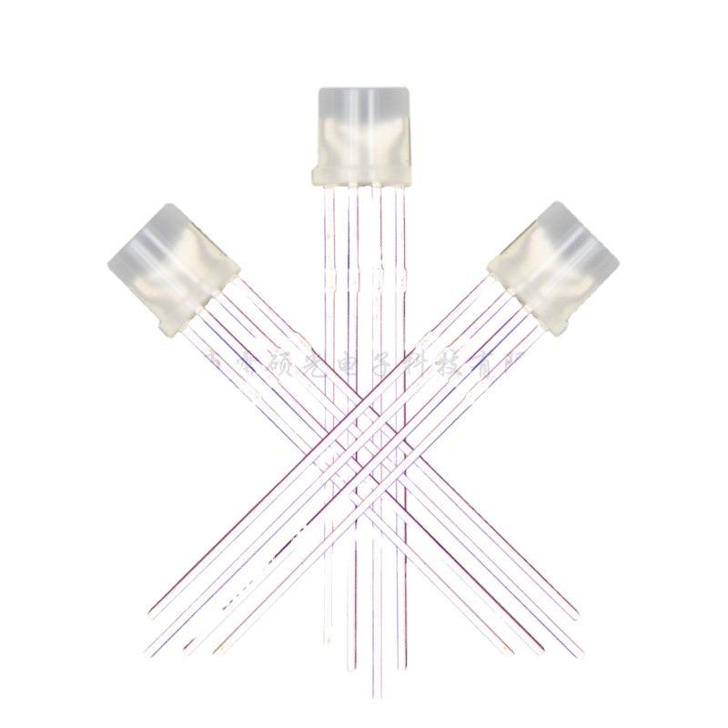 5mm全彩led共阴 平头4脚 红绿蓝三色显示屏指示灯 F5七彩变色灯珠