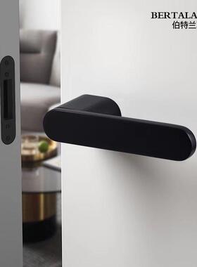 黑色门锁意式极简无钥匙木门锁门锁室内卧室房门把手无钥匙门锁