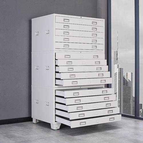 底图柜钢制加厚文件柜工程工地图纸存放柜带锁带轮地图柜铁皮柜子