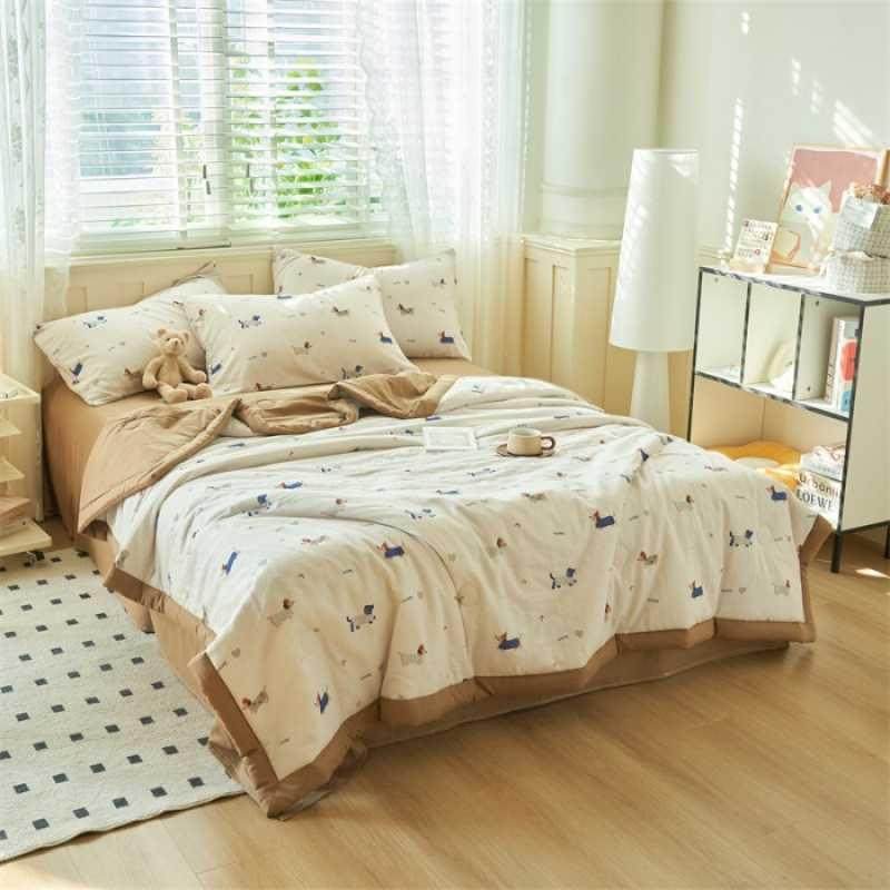 2025年款印花被子 刺绣毛巾绣花轻薄 可水洗 夏凉被四件套床单