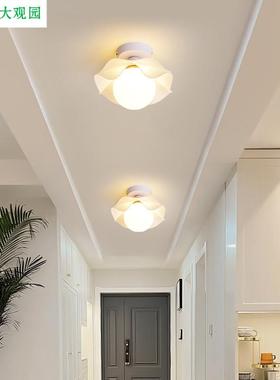 过道灯走廊灯现代简约阳台灯具奶油风花朵入户玄关led吸顶灯L271