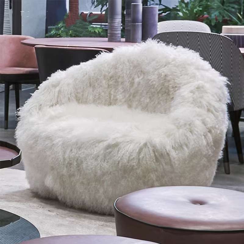 Baxter意大利ARTIK真羊毛休闲椅躺椅客厅单人老虎椅懒人网红沙发