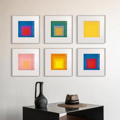 JosefAlbers波普风抽象方块渐变彩色高级正方形组合墙壁装饰挂画