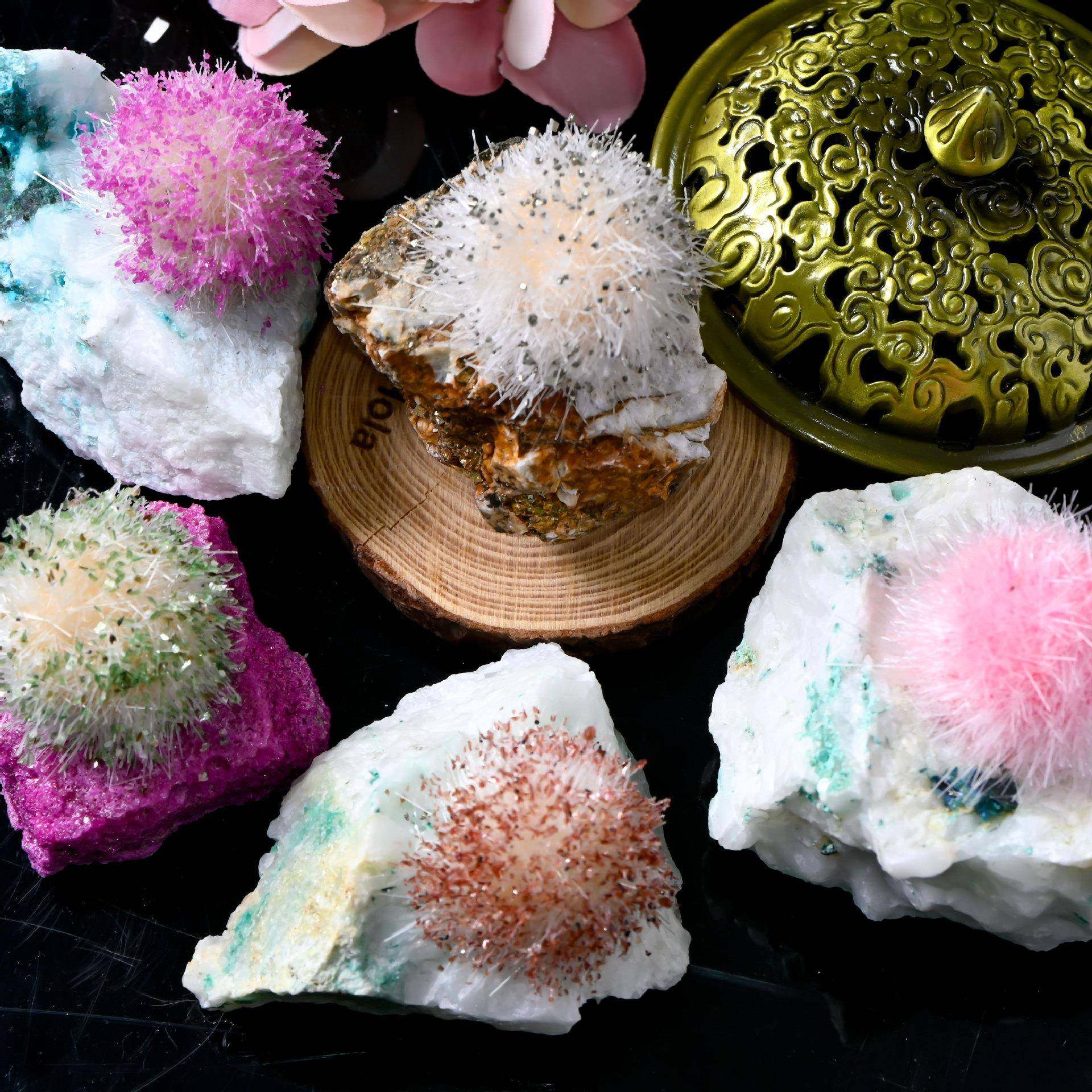 人造磷氯铅矿兔毛共生矿标水晶工艺品创意摆件东海水晶厂家