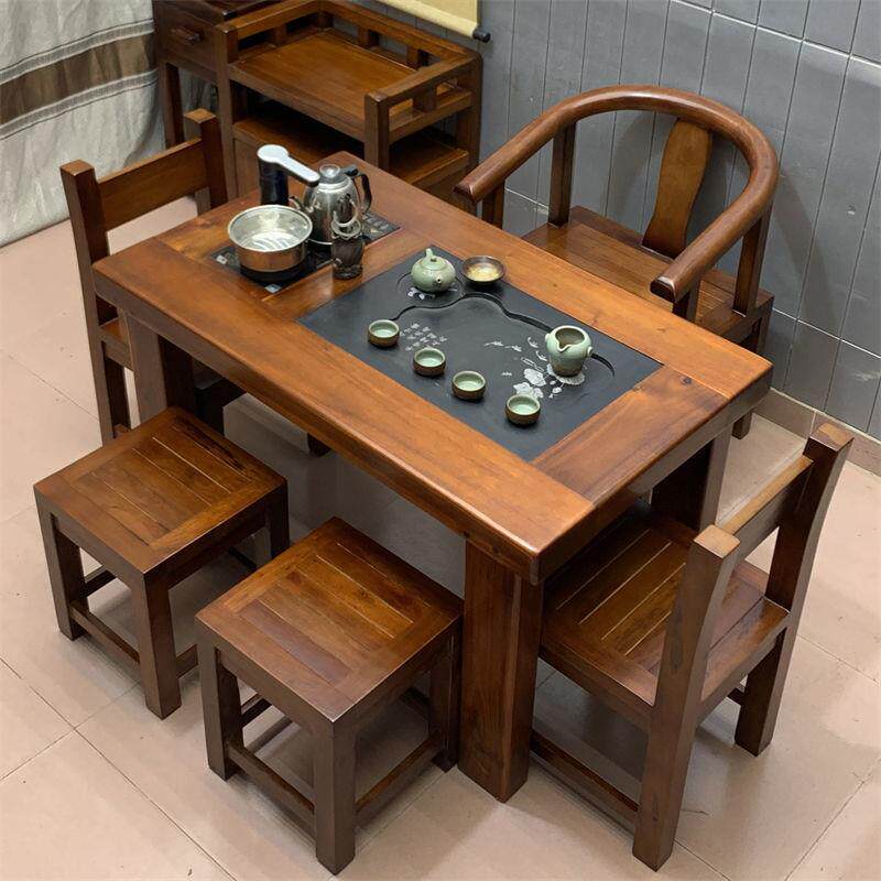 老船木茶桌茶具套装茶桌椅组合阳台小户型茶几客厅简约实木茶台