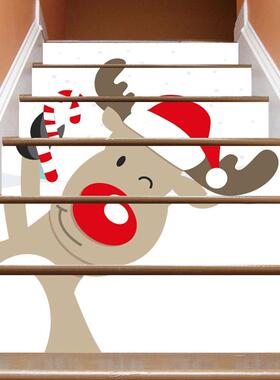 SLT030圣诞节可爱小鹿楼梯贴可移水防时尚台阶装饰墙贴家居