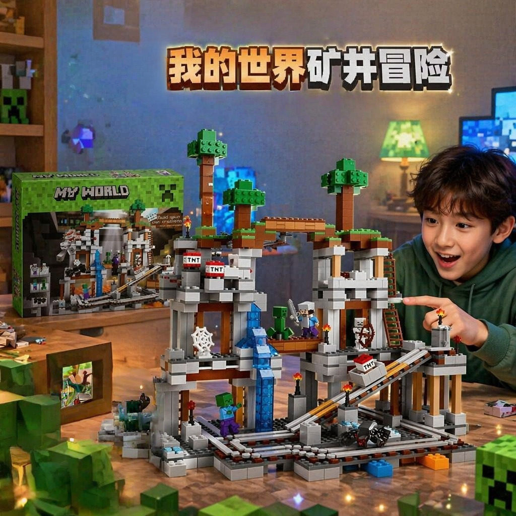 匹配乐高我的世界矿井矿场高难度男孩子儿童益智拼装积木玩具模型