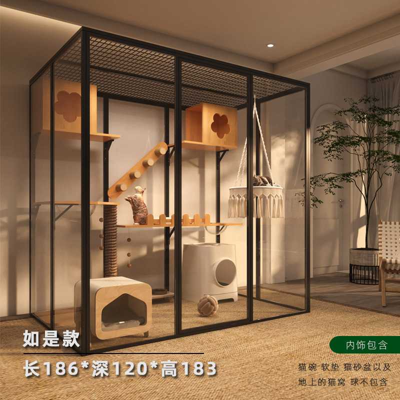 定制宠柜猫笼猫别墅家用全景玻璃猫房子可移动带轮子款型室内跨境图片