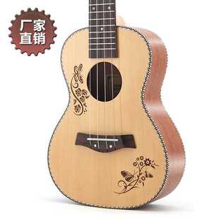 23寸云杉木蝶恋花尤克里里 ukulele乌克丽丽四弦琴小吉他厂家直销