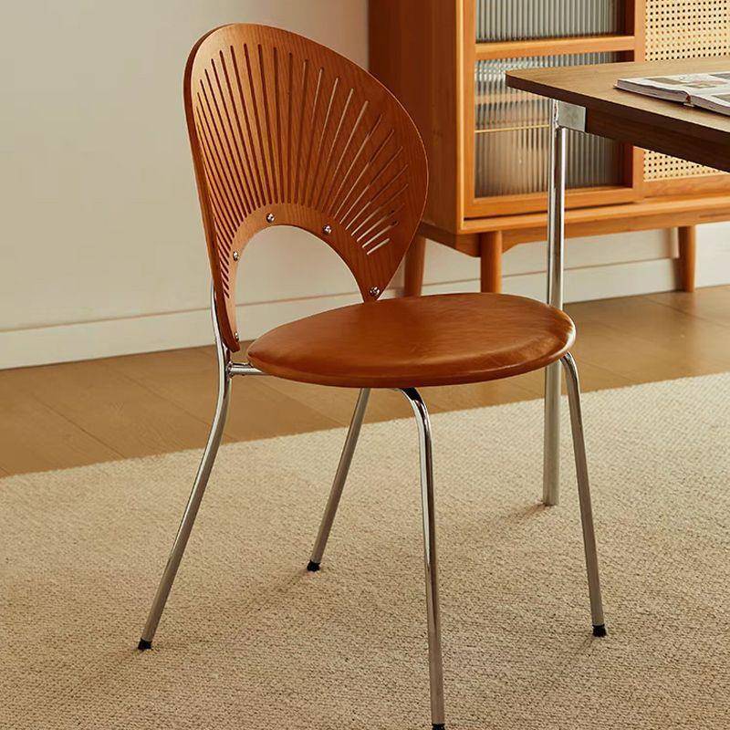 贝壳椅家用加厚餐桌椅简约实木椅商用铁艺靠背椅轻奢感休闲椅餐椅