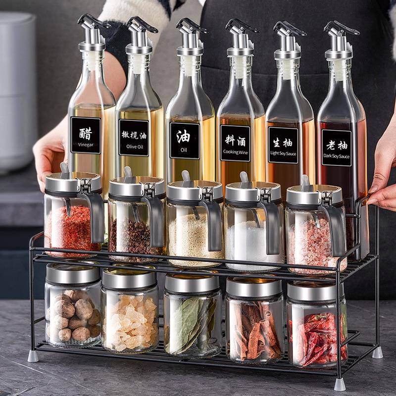 厨房调料盒套装家用组合装玻璃调料罐子油瓶调味罐装盐罐味精收纳