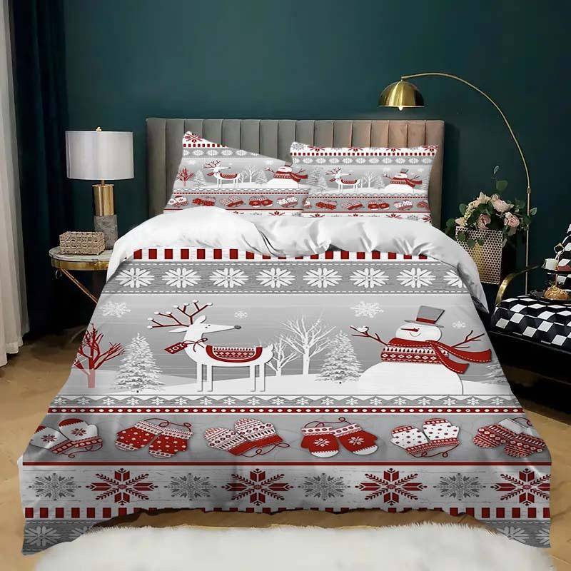 定制三件套大理石纹路叶子鎏金印花被套套装酒店卧室舒适床上用品