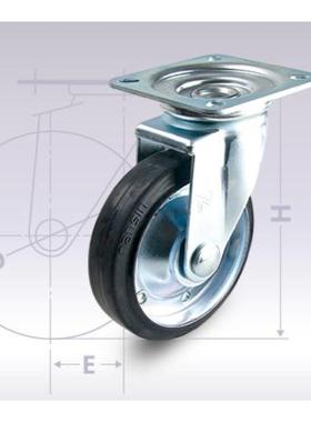 CJM100 4寸黑色橡胶活动轮 安装高度144MM 载重122KG 米思米