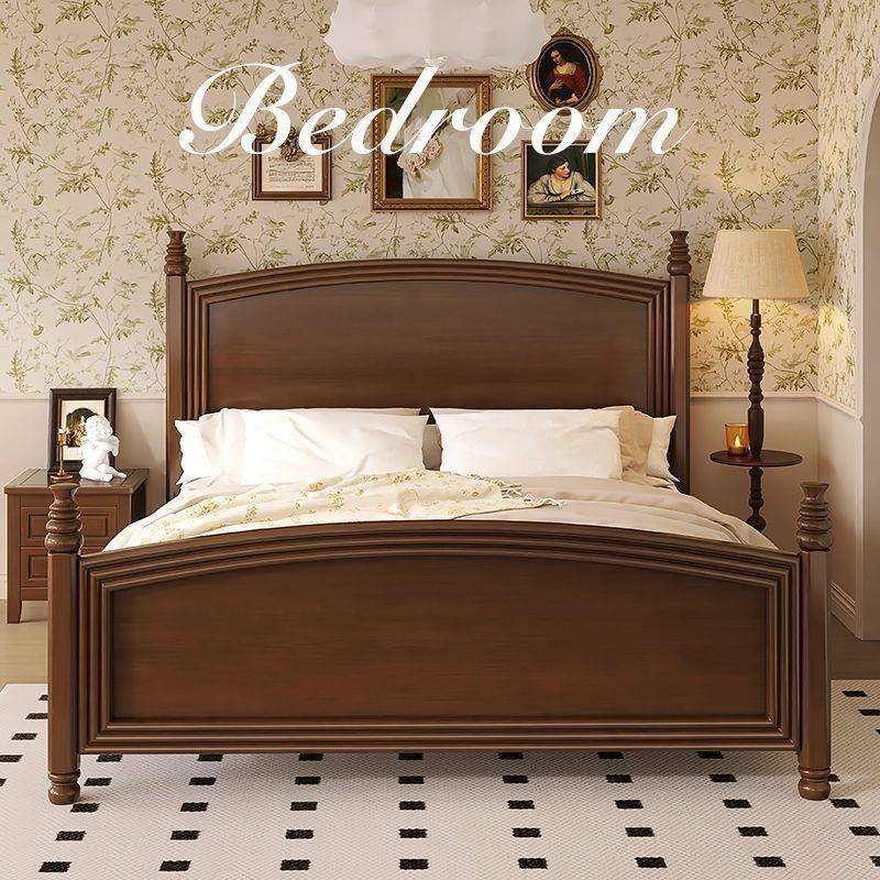 复古美式法式木床简约现代.主卧.主卧室轻奢双人床婚床