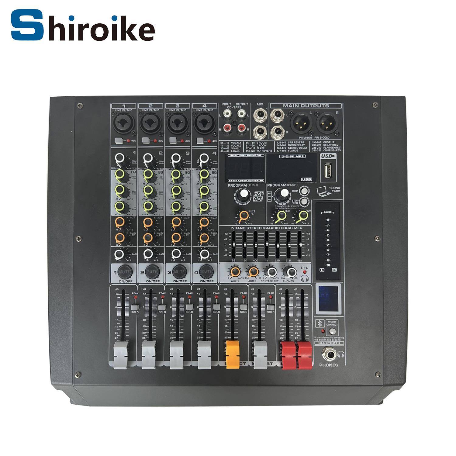 工厂供应专业4通道带功放调音台演出舞台户外调音台400W*2大功率