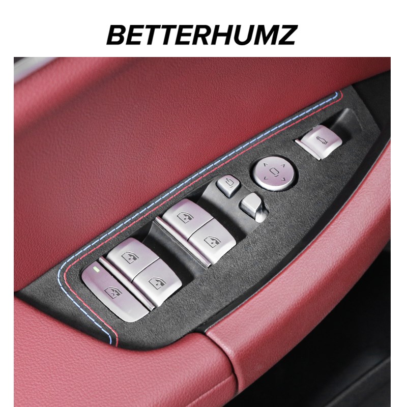 适用宝马X3X4内饰改装件iX3翻毛皮车窗升降面板车内装饰用品大全