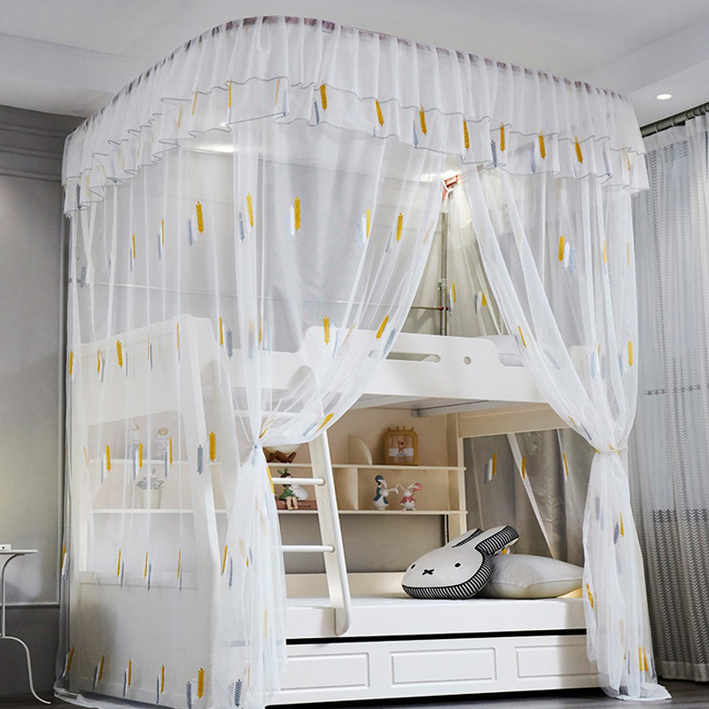 2021年新款子母床蚊帐上下铺导轨U型家用儿童高低床双层一体式夏