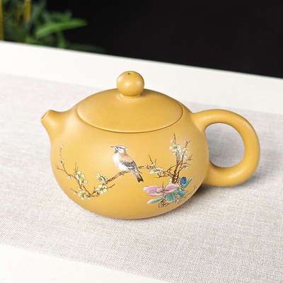 宜兴紫砂壶半手工原矿段泥喜上眉梢黄金泥西施壶紫砂壶泡茶壶