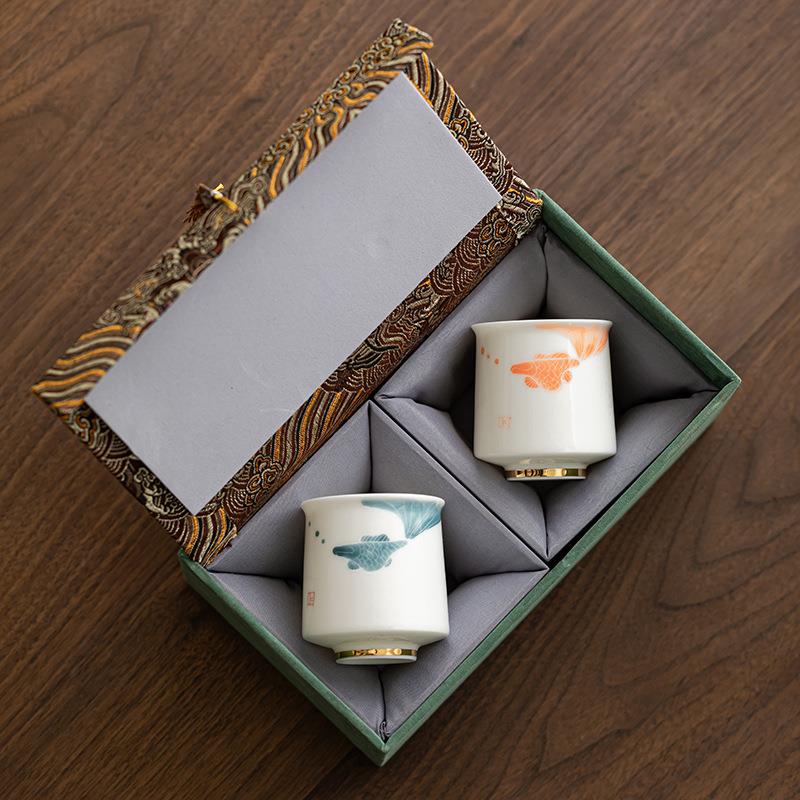 手绘主人杯羊脂玉瓷情侣对杯高端白瓷手工茶杯茶盏单杯送礼陶瓷