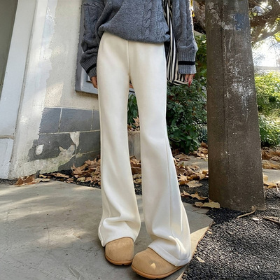 白色微喇运动裤女秋冬季20