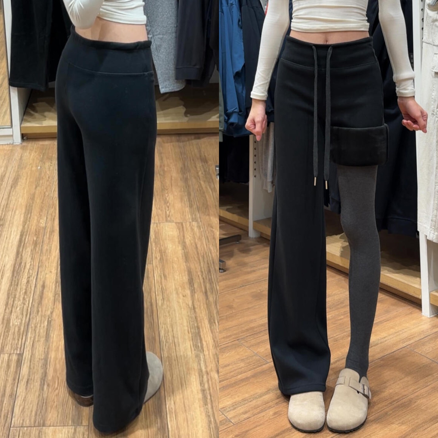 黑色lu加绒运动裤女秋冬厚