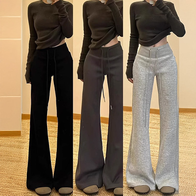 灰色lu喇叭运动裤女2025新