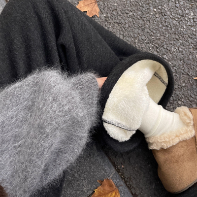 特厚羊羔绒裤子女秋冬季加绒加厚2025新款外穿棉裤宽松糯米阔腿裤