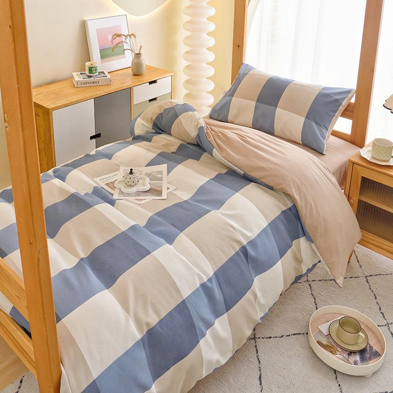 新款亲肤磨毛学生床褥床垫三件套宿舍上下铺单人被罩床单六件套