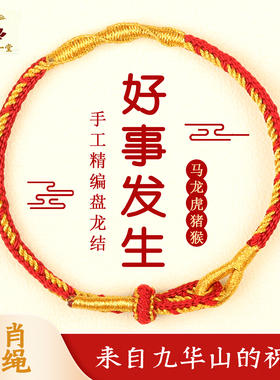 九华山净一堂九华山2026马年本命年红绳手链女马兔牛鼠编织绳