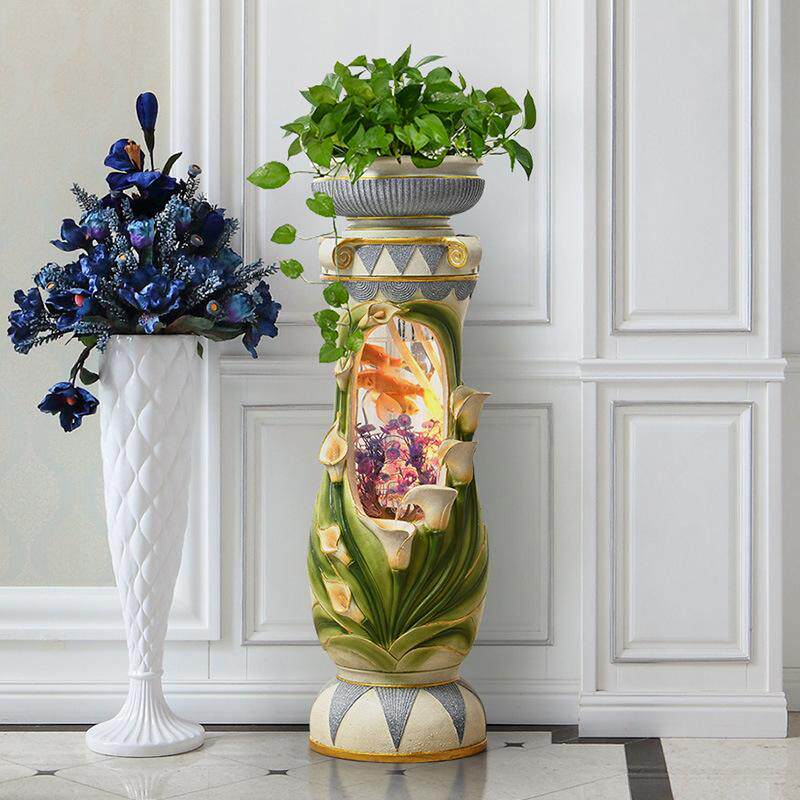 欧式装饰摆件别墅电视柜轻奢客厅养鱼鱼缸高端大气上档次流水喷泉