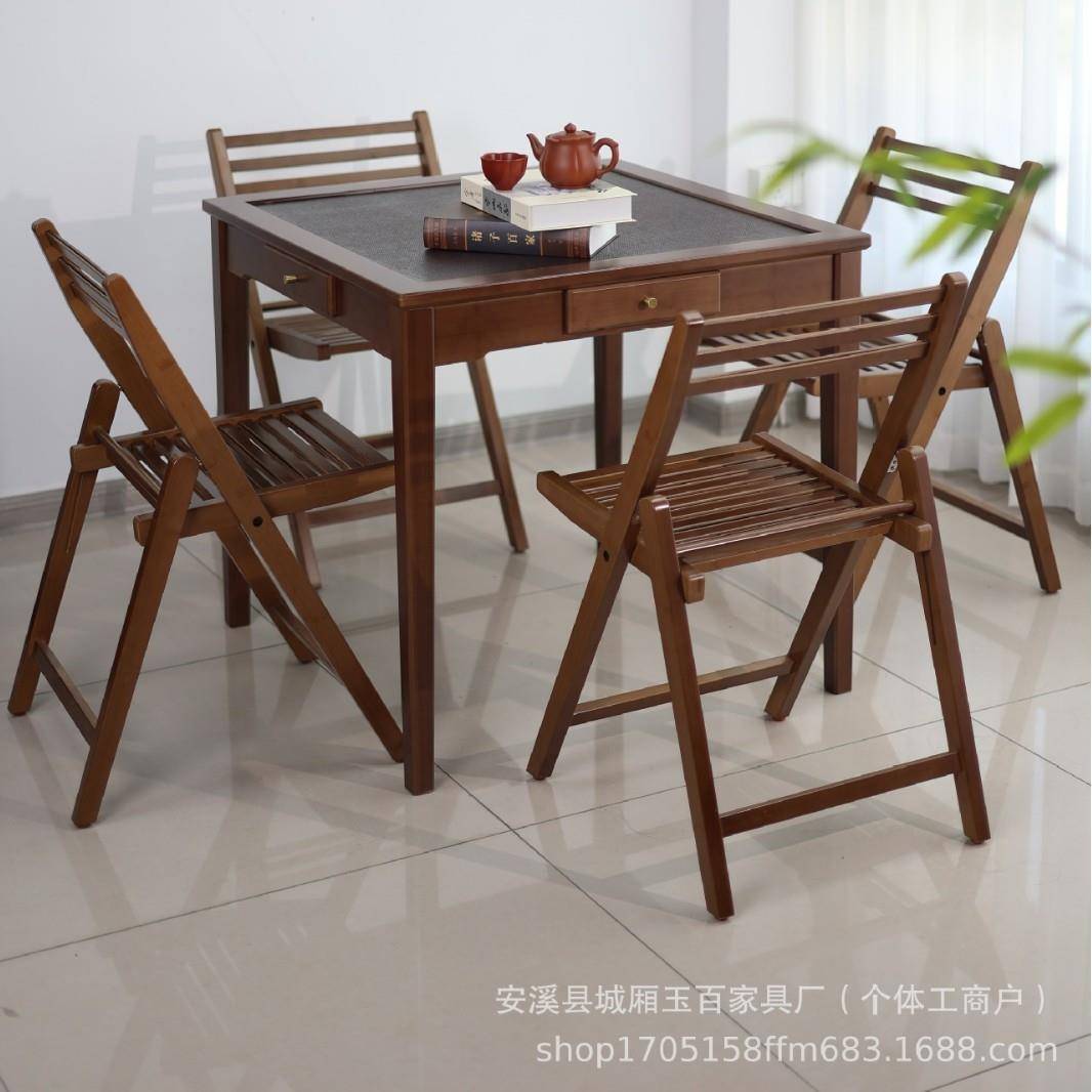 新中式家用阳台复古休息书桌休闲掼蛋桌创意接待洽谈折叠楠竹桌椅