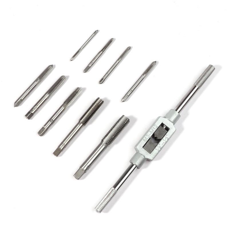 现货公制丝锥套装丝攻手用手动攻牙绞手扳手合金钢金10PC丝锥板牙